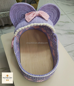 Mejor venta hecho <span class=keywords><strong>a</strong></span> <span class=keywords><strong>mano</strong></span> Crochet recién nacido cuna bebé cambio de pañales cesta estrella Poly Color mejor solución de almacenamiento para recién nacidos - Product Image 6