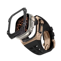 Modification de luxe en Fiber de carbone boîtier en titane Flourorubber bracelet de montre pour Apple Watch Ultra 2 49MM Kit de boîtier de Modification bracelet