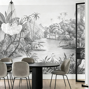 Mural de Pared Geométrico Estilo Art <span class=keywords><strong>Deco</strong></span>, Pintado a Mano en Gris, Tamaño Personalizado, Revestimiento de Pared para Villa, Apartamento, Cafetería, Transferencia Térmica - Product Image 5