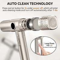 Sèche-cheveux électrique professionnel ionique sans balais en titane pour femmes, design compact et léger, écran LCD, séchage rapide, 5 fonctions domestiques