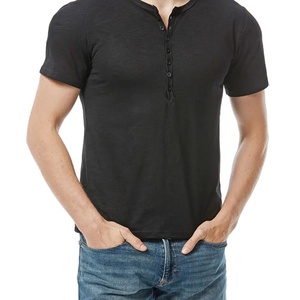 Camiseta Henley de Manga Corta para Hombre, Color Sólido, Estilo Casual de Verano, Corte Regular, Deportiva, Poliéster/Algodón, Antiarrugas, Venta al Por Mayor - Product Image 3