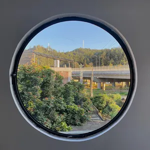 Alucasa-pivote circular de fabricación de China, marco de ventana de vidrio fijo de tamaño grande, ventana redonda de aluminio