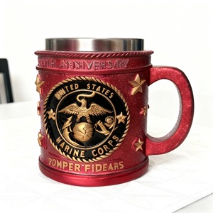 Tasse en résine avec ancre marine et couvercle, tasse à café de style militaire vintage, cadeau pour hommes - Product Image 4