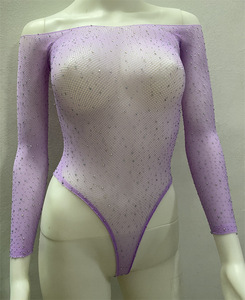 Hot Rhinestone Mesh <b>Bodysuit</b> for Women Clubwear <b>Sparkly</b> Dance Costume Outfit - Product Image 5
