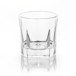 Factory Wholesale 230ml Rock Glass Drinking Tumbler For Whiskey Vodka Thicken Pentagon Bottom Drink Cups For Bar KTV Restaurant