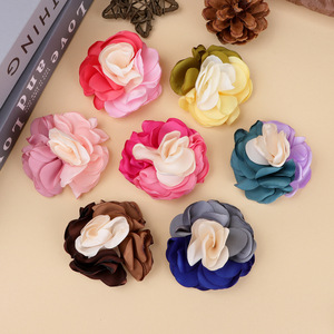 Mixed Color Burnt Edge Camellia Flowers Hair <b>Accessories</b> <b>Wedding</b> Decor Floral Trims For Crowns Wreaths Tiaras - Product Image 1