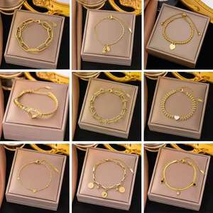 Bracelet Pendentif Cœur en Acier Inoxydable Plaqué Or 18 Carats Minimaliste Tendance pour Femme – Vente Chaude - Product Image 2