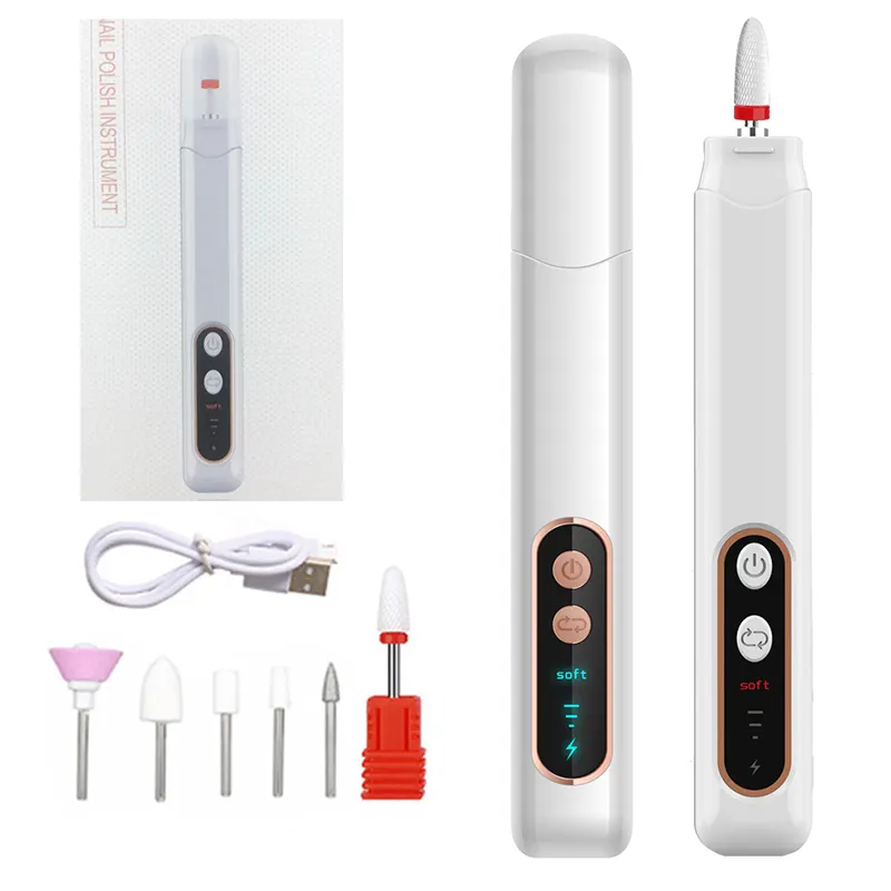 Electric Nail Drill Machine 6 in 1 Kit Portable Nail File Set for Acrylic Gel Manicure Pedicure Tool with Nail Drill Bits