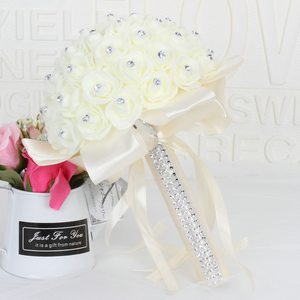 Bouquet de Mariage en Gros, Fleurs Artificielles Réalistes en Mousse PE, Roses, Fausses Fleurs, Ruban Fait Main, Décoration pour Fête, Église, Cadeaux Élégants - Product Image 1