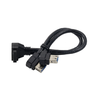 Cable Divisor de Conector Frontal USB 3.0, Cable de Extensión Interno para Placa Base de Escritorio con Doble USB-A Macho de 20 Pines