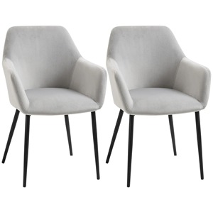 HOMCOM Lot de 2 chaises de salon nordiques avec dossier et accoudoirs incurvés et siège rembourré, 54x57x80 cm, gris - Product Image 1