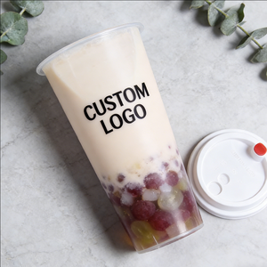 Gobelets en plastique jetables transparents givrés pour thé au lait et bubble tea avec paille, capacité 500 ml - Product Image 2