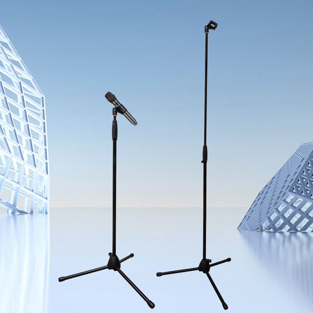 Microphone Stand Iron Plastic Telescopic Mic Arm Holder Mount Foldable Lightweight Adjustable Rotatable 90cm 170cm Tripod Base