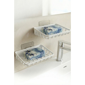 Juego de Jaboneras Minimalistas de Plástico para Montar en la Pared, Rectangulares, con Drenaje Automático, para Baño, Fregadero, Cocina, Tipo Ventosa - Product Image 4