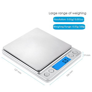 Báscula de Cocina Digital Electrónica de 3 kg y 0.1 g, Funciona con Batería, Plateada, ABS, Acero Inoxidable, Pantalla LCD con Retroiluminación Azul - Product Image 4