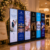Écran d'affichage LED sur pied pour intérieur, signalétique numérique mobile avec roulettes pour la publicité de mariage et de vente au détail