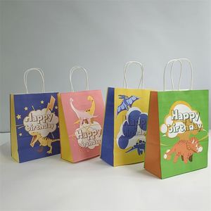 KUAIMA 22*11*27cm <b>Cartoon</b> Printed Gift Shopping Kraft Paper Bag Bolsas Papel Kraft Wedding Gift Packaging Paper Bag - Product Image 2