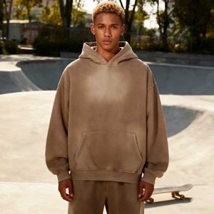 TKAN224D Hombres personalizados 100% algodón Sun Faded Plus size Casual Loose vintage Acid wash con bolsillo Pullover Hoodie - Product Image 1