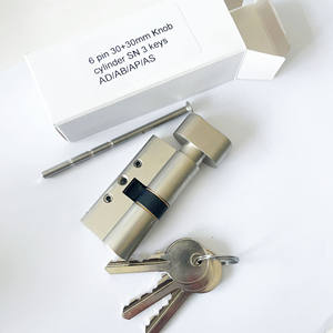 צילינדר נעילה מפליז 6 סיכה 30 + 30 מ "מ כפתור צילינדר 3 מפתחות יורו - Product Image 1