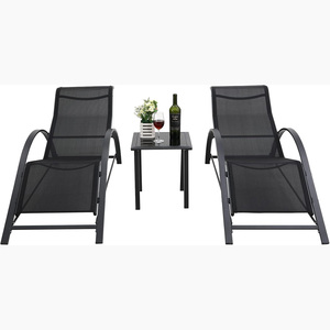 Juego <span class=keywords><strong>de</strong></span> 3 Tumbonas para Patio y Piscina con Mesa Lateral, Estructura <span class=keywords><strong>de</strong></span> <span class=keywords><strong>Aluminio</strong></span>, Tela Teslin, para el Borde <span class=keywords><strong>de</strong></span> la Piscina, Terraza, Jardín - Product Image 1