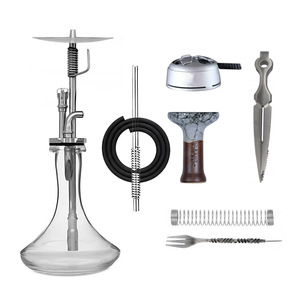 Juego de <span class=keywords><strong>Cachimba</strong></span> Moderno de Acero Inoxidable al por Mayor, Kit Completo de Shisha de Vidrio con Cazoleta, HMD, Manguera de Silicona, Pinzas para Carbón y <span class=keywords><strong>Accesorios</strong></span> - Product Image 1