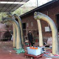 Tête de dinosaure animatronique grandeur nature de Brachiosaurus à long cou pour parc à dinosaures