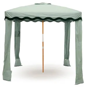Luxury Boho Romantic Square Beach Shade Umbrella Tent UV Protection Sun Shelter Canopy Beach Cabana With Tassels Grass