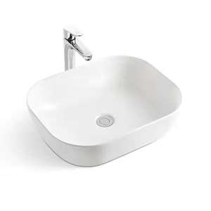 Ingrosso Hotel di lusso moderno ciotola singola quadrata lavabo in ceramica con piedistallo - Product Image 1