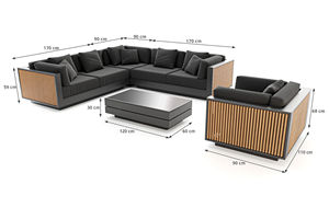 AJUNION Meubles <span class=keywords><strong>de</strong></span> <span class=keywords><strong>jardin</strong></span> <span class=keywords><strong>de</strong></span> luxe Ensemble <span class=keywords><strong>de</strong></span> canapés sectionnels Cadre en <span class=keywords><strong>aluminium</strong></span> Lattes à <span class=keywords><strong>effet</strong></span> <span class=keywords><strong>bois</strong></span> Ensemble <span class=keywords><strong>de</strong></span> <span class=keywords><strong>salon</strong></span> d'extérieur Meubles <span class=keywords><strong>de</strong></span> patio en forme <span class=keywords><strong>de</strong></span> L - Product Image 2