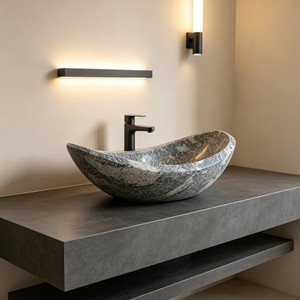 Lavabo Rectangular de Mármol Blanco Pulido <span class=keywords><strong>con</strong></span> <span class=keywords><strong>Escurridor</strong></span>, Ecológico, para Baño, Lavabo Moderno de Lujo para Hotel u Hogar - Product Image 3
