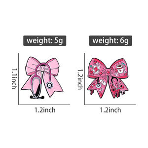 粉色蝴蝶结听诊器珐琅别针可爱医用胸针护士医生徽章礼品饰品配件批发 - Product Image 6