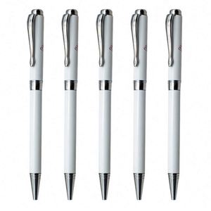 Bolígrafo Metálico de Oficina con Logotipo Personalizado, Acabado Blanco, Giratorio, Venta al Por Mayor - Product Image 1