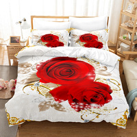 ChamXue ensemble de literie housse de couette taies d'oreiller Rose Floral tissé Polyester 3 pièces ensemble de housse de couette Style européen et américain