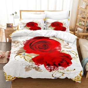 Juego de <span class=keywords><strong>cama</strong></span> ChamXue, <span class=keywords><strong>funda</strong></span> nórdica, fundas de almohada, poliéster tejido Floral rosa, juego de <span class=keywords><strong>funda</strong></span> nórdica de 3 piezas, estilo europeo y americano - Product Image 1