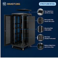 Baie de serveur sur pied 19 pouces 18-47U 600*600mm, armoire réseau 19 pouces avec porte vitrée pour centre de données