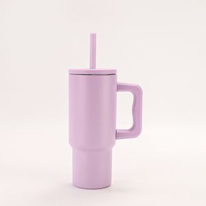 Double Wall <b>Car</b> H4.0 Handle Travel Tumbler 40oz <b>Mug</b> Lid Straw Anti-Slip OEM Custom Brand ODM - Product Image 1