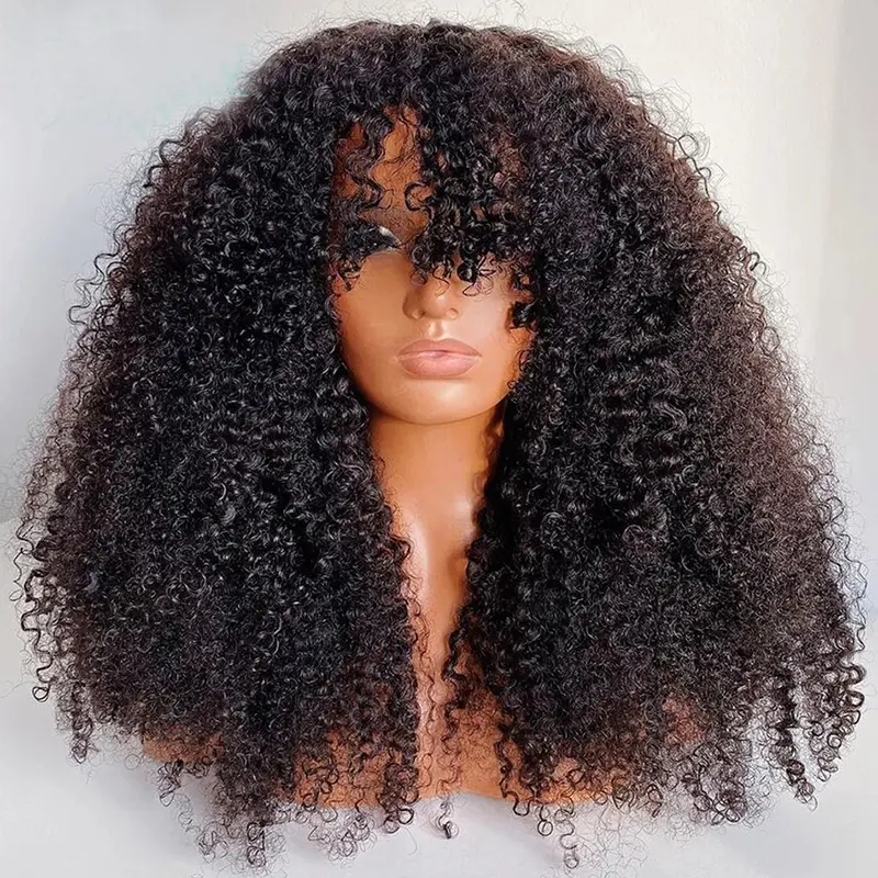 Perruques Lace Closure Front wig crépues bouclées 5x5, perruques frontales de cheveux humains pre-plucked, perruques brésiliennes de cheveux vierges bruts sans colle pour femme