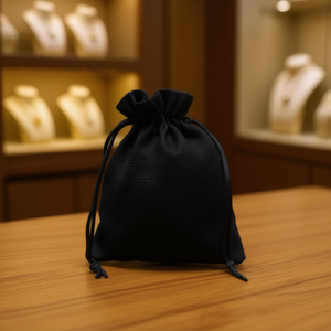 Sacchetto regalo Ilan 13x18 cm nero con coulisse per conservare gioielli - Product Image 3