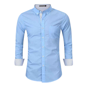 Camisa de Vestir Formal Blanca para Hombre, Manga Larga, Cuello Clásico, Antiarrugas, Tela Popelina 100% Algodón, Color Sólido, para Primavera - Product Image 1