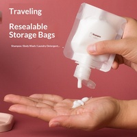 Pochettes de voyage distributrices 30ml 50ml pour shampoing et lessive, transparentes givrées avec bec verseur à clapet, soins personnels, vente en gros