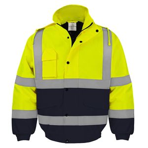 Veste de travail rembourrée réfléchissante 300D imperméable avec capuche amovible et multipoches <span class=keywords><strong>pour</strong></span> personnel de sol d'entrepôt - Product Image 3