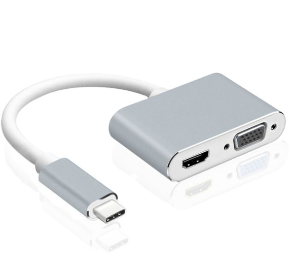USB-C to HDMI VGA Adapter 4K 1080P Multiport Converter Type-C Hub with PD USB 3.0 RJ45 Ethernet for Notebook