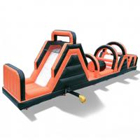 Parcours d'obstacles gonflable orange et noir avec toboggan pour enfants, équipement de jeu d'aventure, matériau PVC, écologique, qualité commerciale