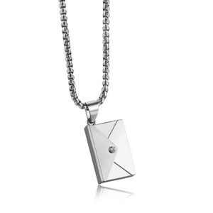 Factory Direct Wholesale Stainless Steel love Letter Necklace, Envelope <b>Locket</b> Pendant Envelope Necklace - Product Image 4