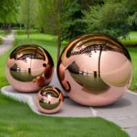 Ornement de Noël et de mariage en cuivre poli miroir doré rose, style Art Déco de luxe, boule creuse, installation facile, intérieur