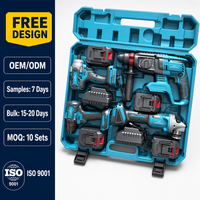 Kit d'outils combinés sans fil 18V 20V 21V avec batterie au lithium, perceuse électrique, clé à chocs sans balais, marteau perforateur et meuleuse d'angle