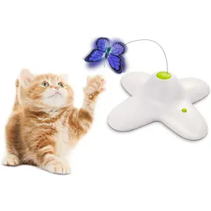 सभी पंजे 2021 नई डिजाइन बिल्ली सामान 360 डिग्री के लिए स्वत: तितली घूर्णन इंटरैक्टिव बिल्ली खिलौना