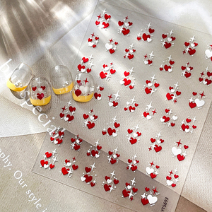 1 Pieza de Pegatinas de Uñas con Purpurina de Corazón Rojo para el Día de San Valentín - Diseño de Dibujos Animados Autoadhesivo Brillante con Corazones para Decoración de Uñas - Product Image 1