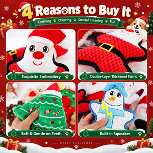 Juguete de Peluche para Perro con Forma de Hueso Navideño, con Sonido, Tela de Doble Capa Reforzada, Suave y Duradero para Juego Interactivo - Product Image 2
