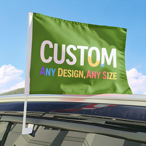 Drapeaux personnalisables avec logo imprimé numérique Vente en gros Personnalisé 30x45cm 12x18 pouces Polyester Automobile Vitrine Plastique durable - Product Image 1